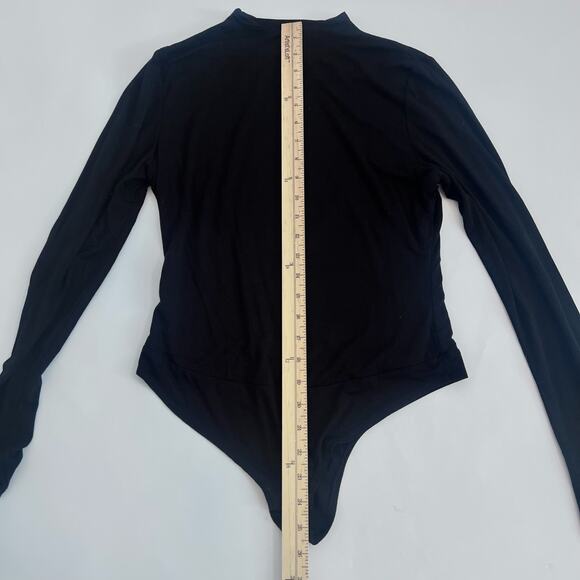 FINAL TOUCH RAYON MODAL LONGSLEEVE MOCK TURTLENECK BLACK BODYSUIT SIZE LARGE - Picture 8 of 10